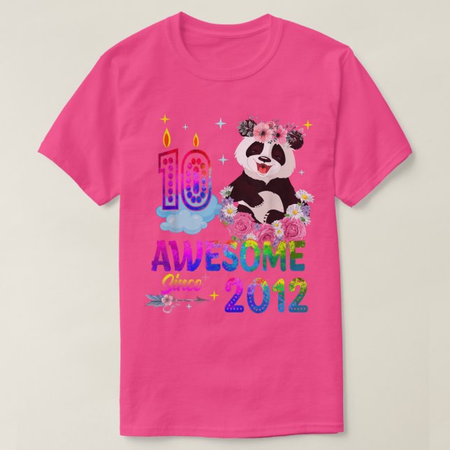 Camiseta Awesome Since 2012 10th Birthday 10 Year Old Panda (Frente do Design)