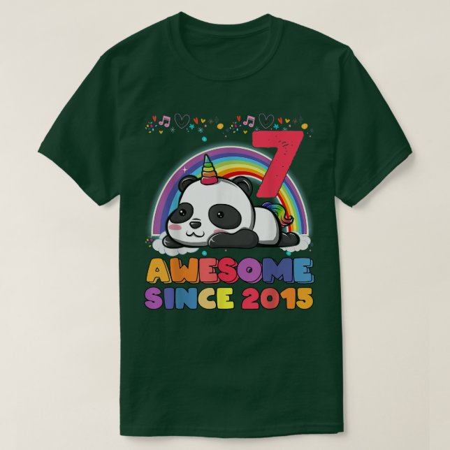 Camiseta Awesome since 2015 7th Bday 7 Years Old Panda Unic (Frente do Design)