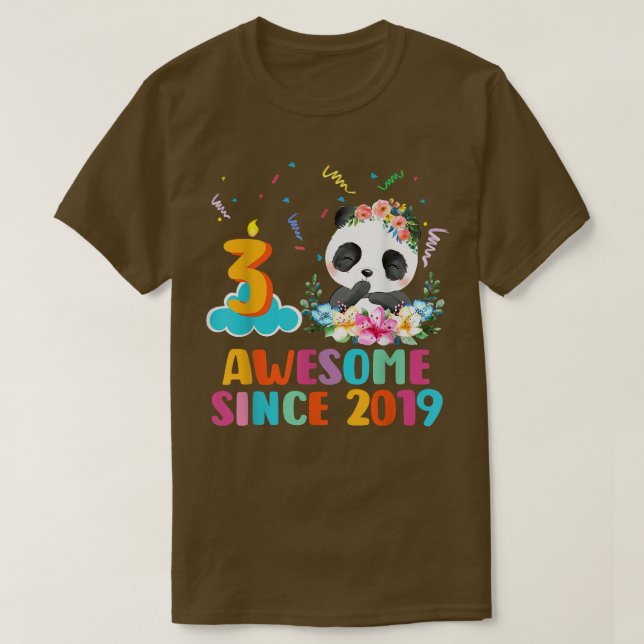 Camiseta Awesome since 2019 3rd Birthday 3 Year Old Panda U (Frente do Design)