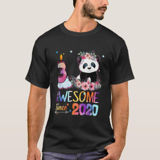 Camiseta Awesome Since 2020 3Rd 3 Panda Unicorn
