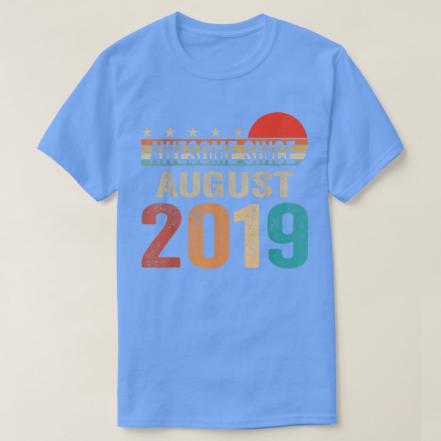 Camiseta Awesome Since August 2019 3 Years Old 3rd Birthday (Frente do Design)