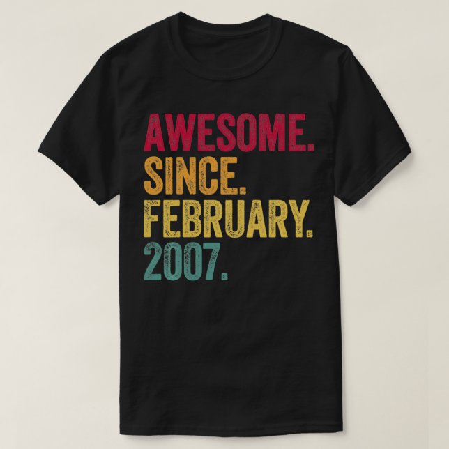 Camiseta Awesome Since February 2007 15th Birthday Gift 15  (Frente do Design)