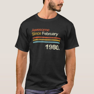 Camiseta Awesome Since February Vintage 1980 40Th Birthday