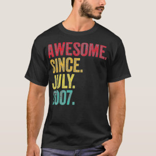 Camiseta Awesome Since July 2007 15th Birthday Gift 15 Year