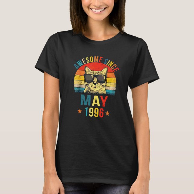 Camiseta Awesome Since May 1996 26th Birthday  Cat (Frente)