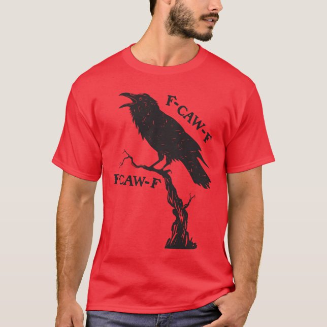 Camiseta awF Black Crow Pun Funny Bird Cawing Grunge Long S (Frente)