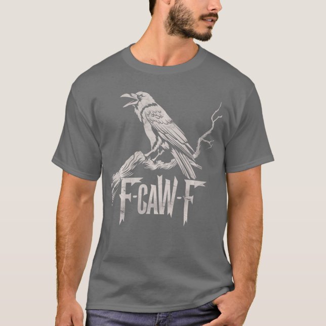 Camiseta awF Black Crow Pun Funny Bird Cawing Grunge Long S (Frente)