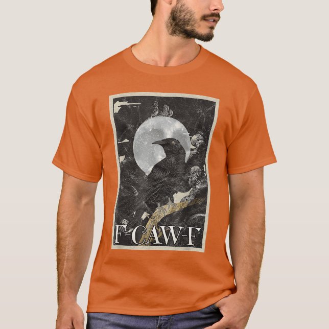 Camiseta awF Raven Crow Pun Pun Engraçado Pássaro Cawing Gr (Frente)