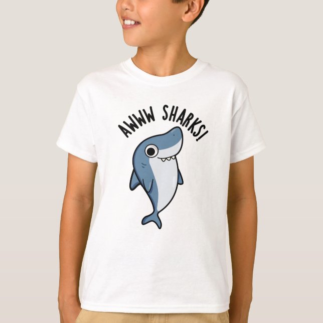 Camiseta Awww Sharks Funny Animal Pun (Frente)