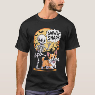 Camiseta Awww Snap Esqueleto Engraçado Corgi Cachorro Assus