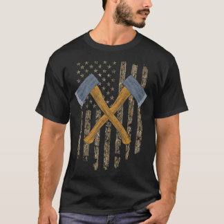 Camiseta Ax Throwing Hatchet American Flag Vintage