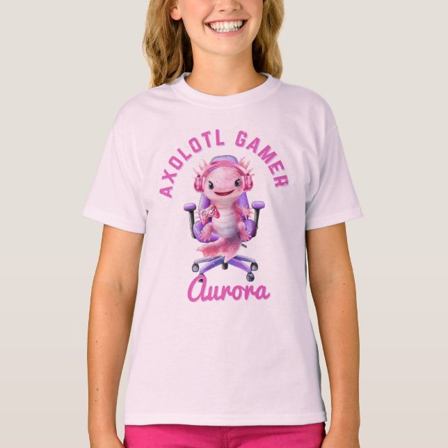 Camiseta Axelotl Cozy Gamer Girl Pink Cute Axolotl (Frente)