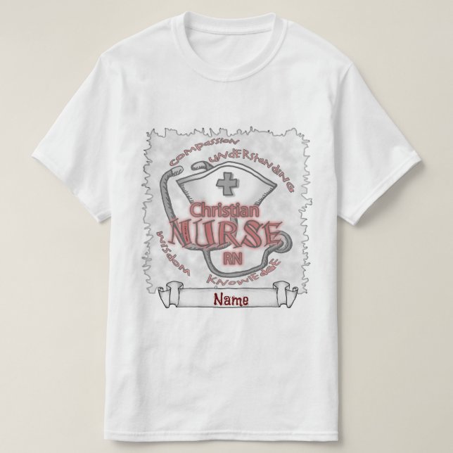 Camiseta axiom de enfermeira cristã (Frente do Design)