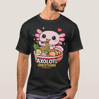 Camiseta Axolote Adorável Comendo Macarrão