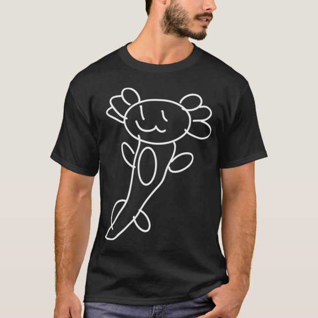 Camiseta Axolote Branco Feliz em Pé (Frente)