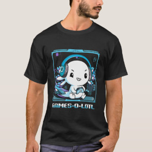 Camiseta Axolote Engraçado Jogando Video Games de Console A
