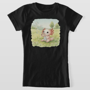 Camiseta Axolote Fofo com Bolhas de Sabão – Para Crianças