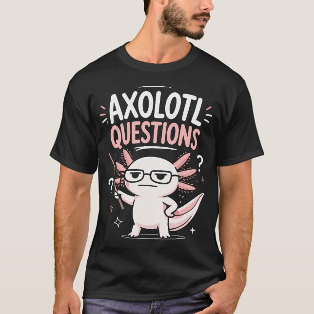 Camiseta Axolote Fofo Com Óculos Perguntando (Frente)