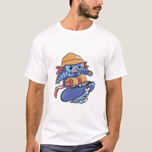 Camiseta Axolote Fofo de Snowboard – Desenho Animado de Esp