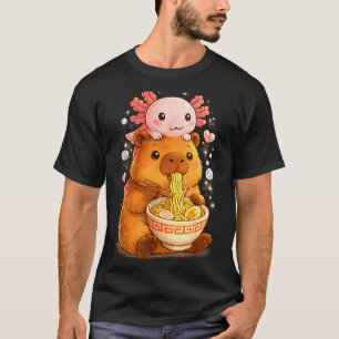 Camiseta Axolote macarrão anime kawaii engraçado e capivara