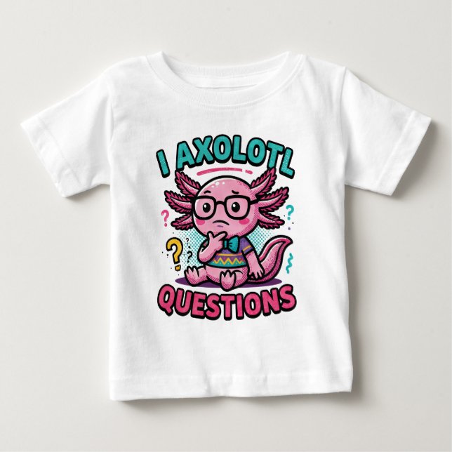 Camiseta Axolote Nerd Cute Eu Axolote Perguntas Marcas Meme (Frente)