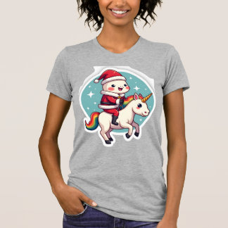 Camiseta Axolote Unicórnio Kawaii Natal Papai Noel Feliz Na