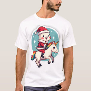 Camiseta Axolote Unicórnio Kawaii Natal Papai Noel Feliz Na