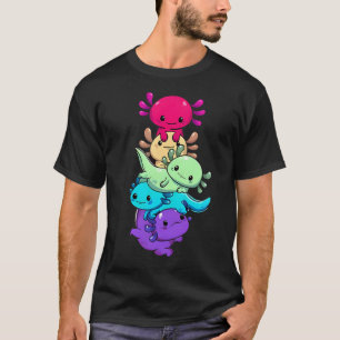 Camiseta Axolotes Coloridos Poses Divertidas