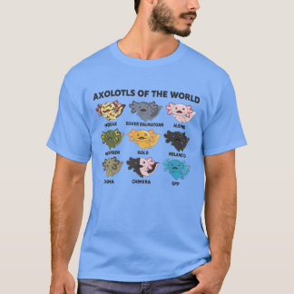 Camiseta Axolotes Do Mundo Animais Fofos Kawaii Axolote vin