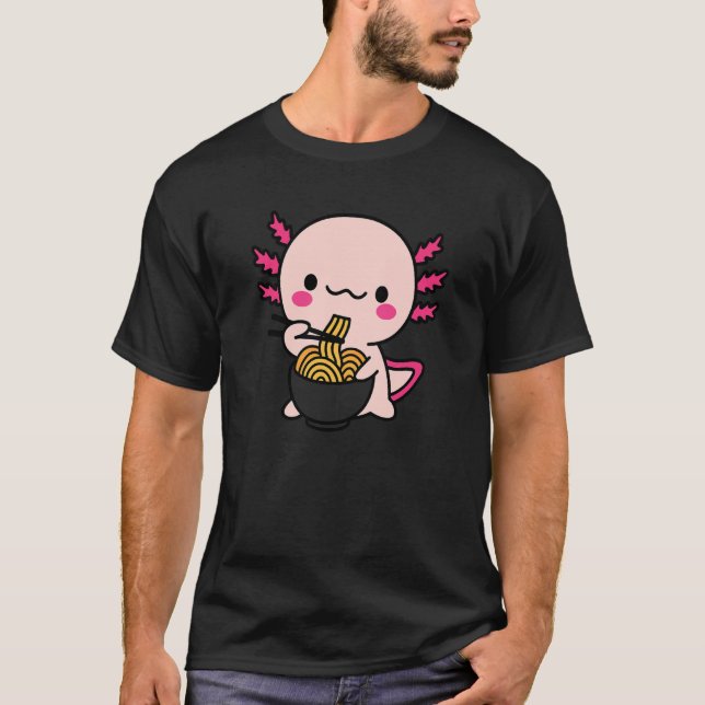 Camiseta Axolotes fofos comem macarrão (Frente)