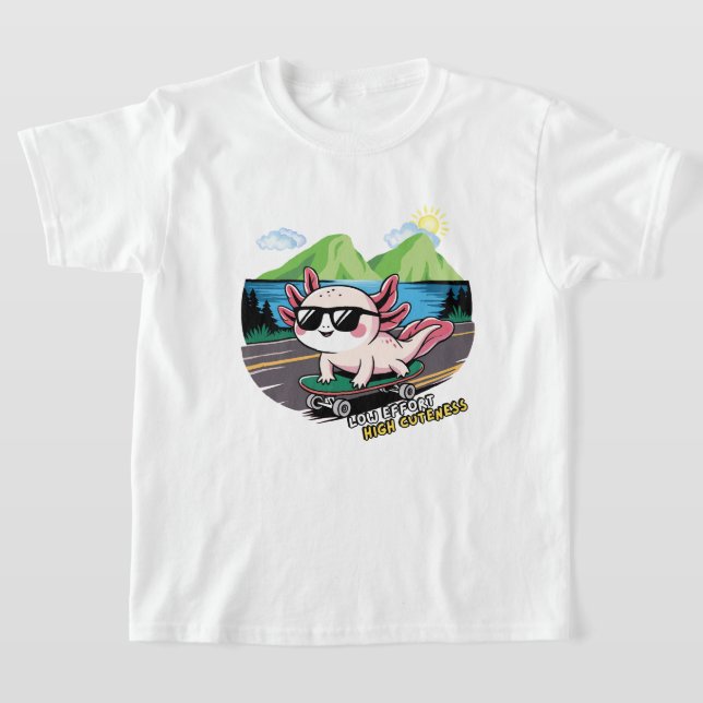 Camiseta Axolotl andando de skate (Postura )