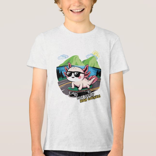 Camiseta Axolotl andando de skate (Frente)