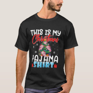 Camiseta Axolotl Árvore de Natal Feia Santa Hat Flocos de N