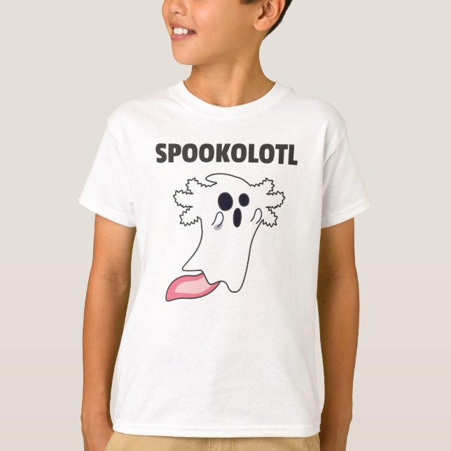 Camiseta Axolotl Assusta Animais Cutrados Para O Halloween (Frente)
