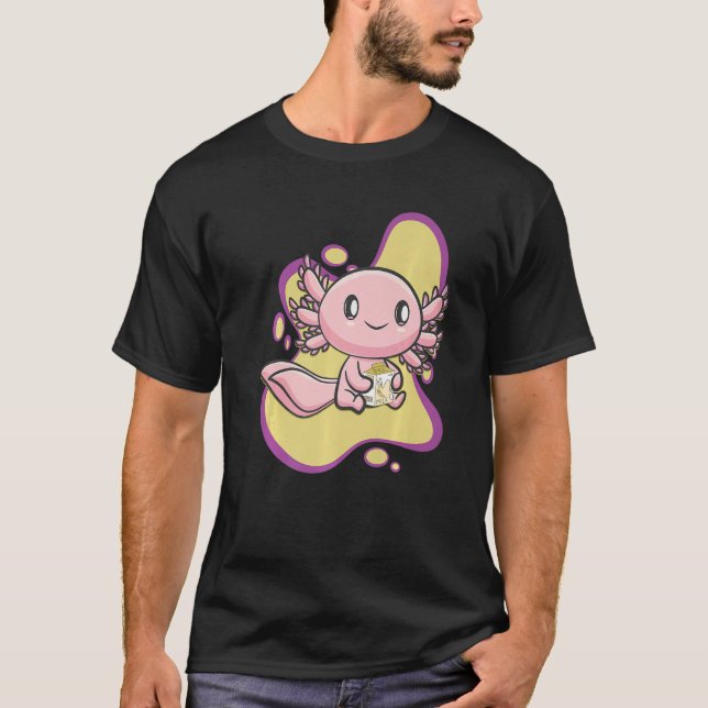 Camiseta Axolotl Banana Milk Ambystoma Mexicanum Caminhando (Frente)