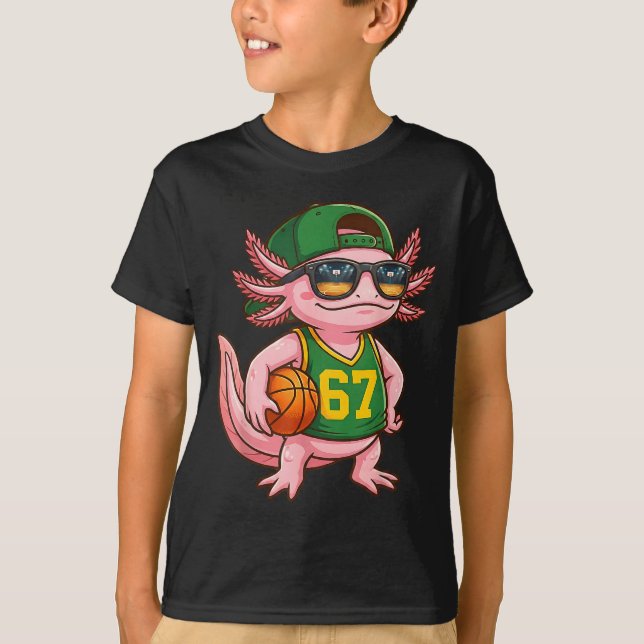 Camiseta Axolotl Basketball 67 Gen Alpha Slang Srts Men Boy (Frente)