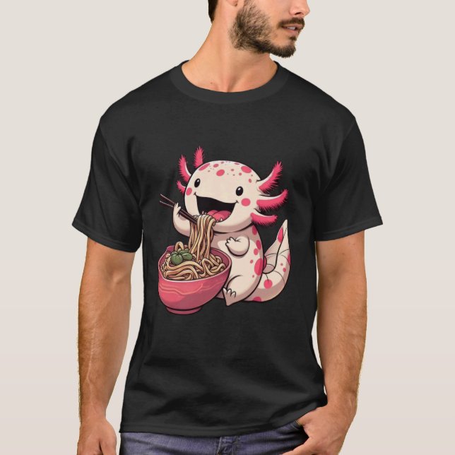 Camiseta Axolotl Belos Ramen Comendo Artes Axolotl (Frente)