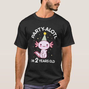Camiseta Axolotl Birthday 2 Years Old 2nd Bday Party Hat Sa