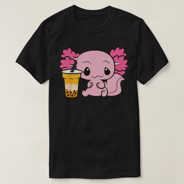 Camiseta Axolotl Bonito Com Eixo De Chá-Amor Com Bolha (Frente do Design)