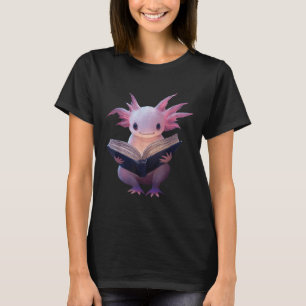 Camiseta Axolotl Bookworm Lendo Livro Engraçado Kawaii Gráf