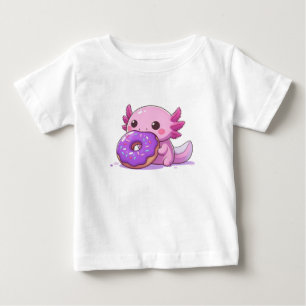 Camiseta Axolotl come rosquinhas roxas. bebê.