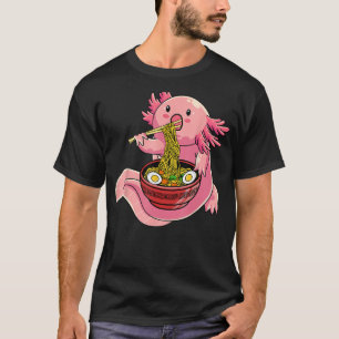 Camiseta Axolotl Comendo Ramen Noodle Para Meninos Adolesce