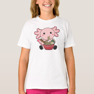 Camiseta Axolotl Comida Ramen Comida Japonês Kawaii Animais