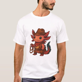 Camiseta Axolotl Cowboy - Estilo Ocidental Engraça