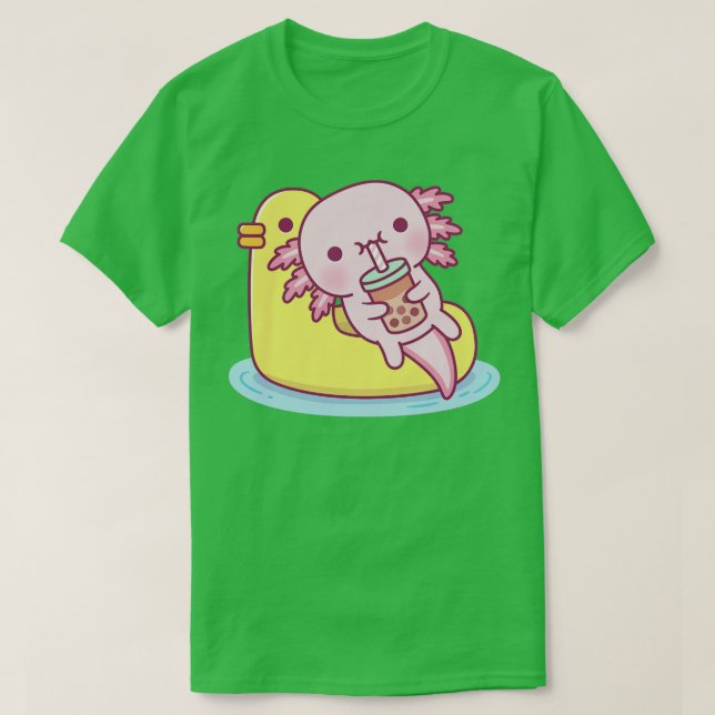 Camiseta Axolotl Cute g na bolha de Bebendo flutuante da Pi (Frente do Design)