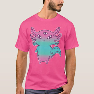 Camiseta Axolotl Cuto Com Três Olhos Kawaii Amphibian Sala