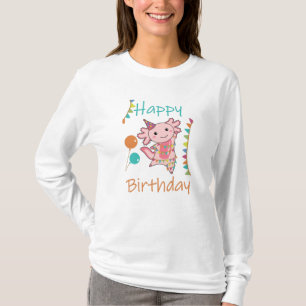 Camiseta Axolotl Deseja Feliz Aniversário Para Você Axolotl