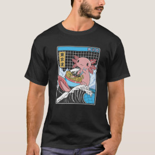 Camiseta Axolotl Eating Ramen Kanagawa Wave Kawaii Anime Va