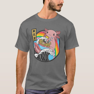 Camiseta Axolotl Eating Ramen Kanagawa Wave Kawaii Anime Va