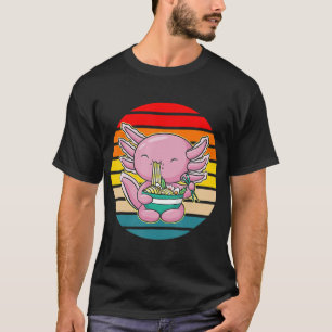 Camiseta Axolotl Eating Ramen Kawaii Anime Japonês Comida K